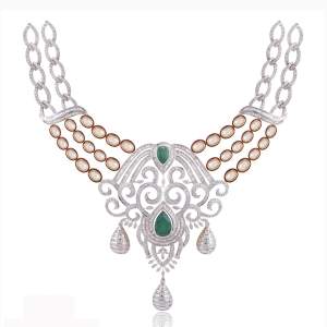 Beautifully Crafted Diamond Necklace in 18k Gold with Certified Diamonds -NCK0841P
